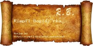 Rimpfl Boglárka névjegykártya
